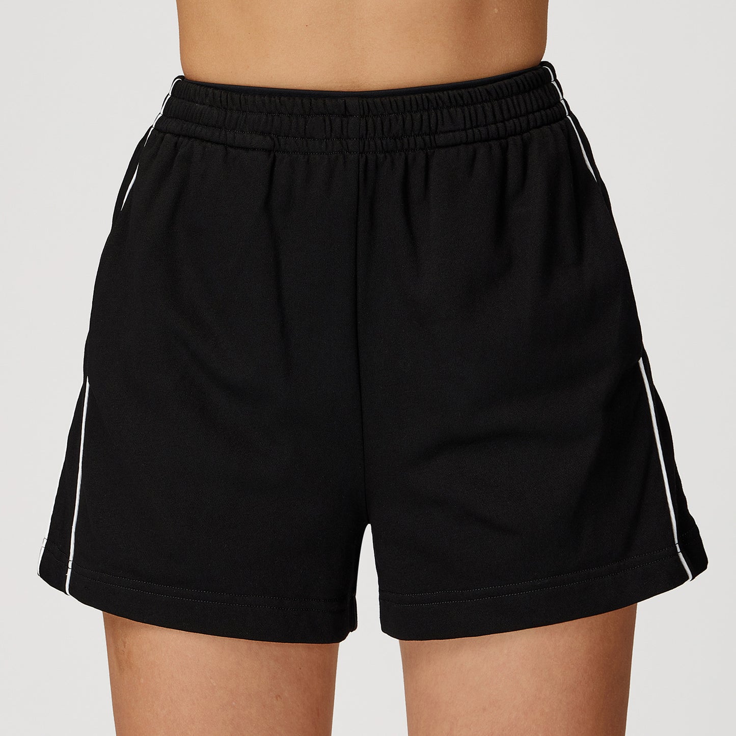 Contrast Color Sports Shorts High Waist Loose Straight Pocket