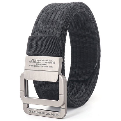 Alloy Double Ring Buckle Woven Nylon Tactical Sports Outdoor Waist Belt