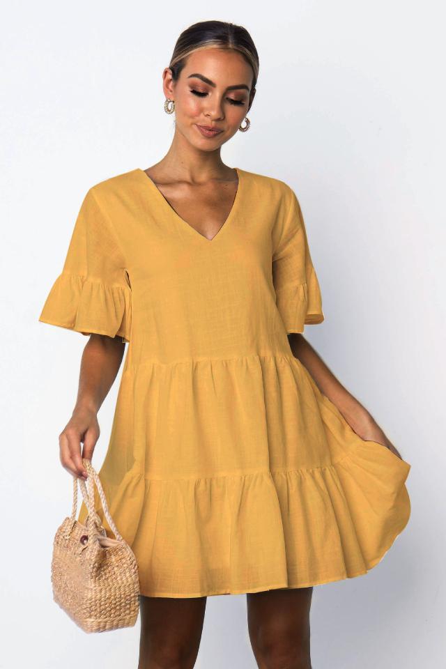 Short sleeve pleated dress