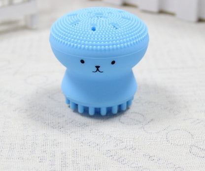 Cartoon octopus silicone wash brush foaming cleansing brush Manual facial massage brush cleansing brush brush bubbler