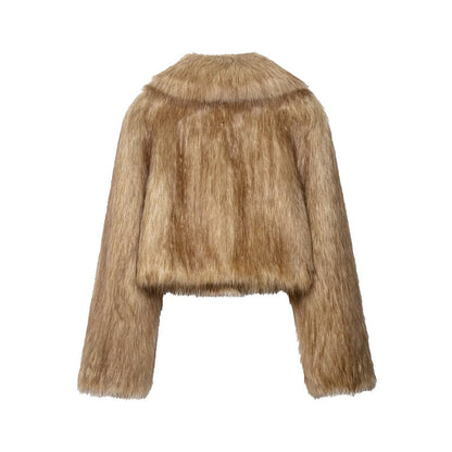 Women's Casual Artificial Fur Effect Short Coat