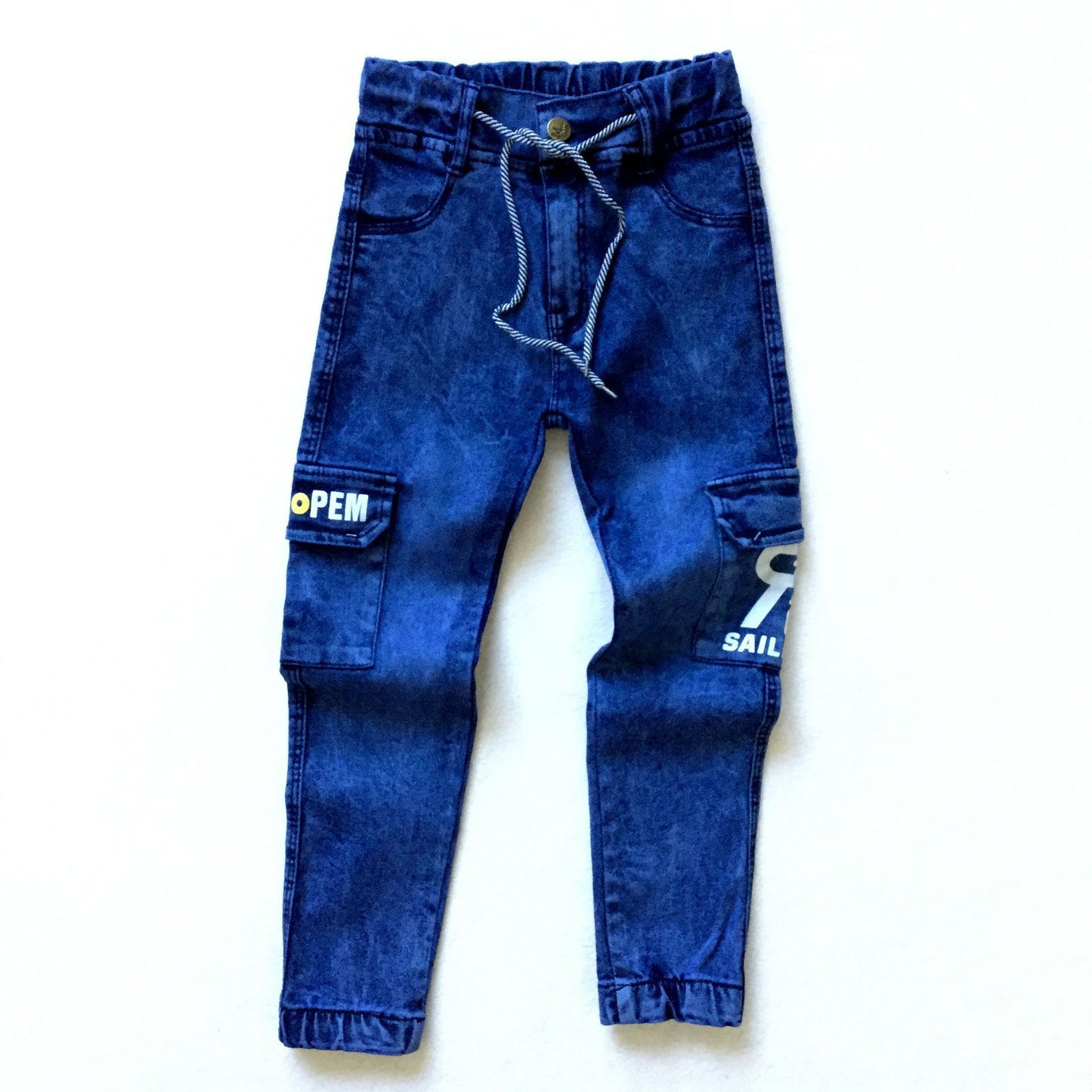 Industrial Monogram Print Multi-Pocket Utility Jeans