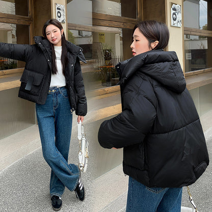 Down Cotton-padded Women's Thickened Short Chic Hooded Jacket