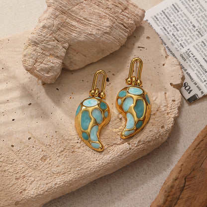Elegant Drop-shaped Design Earrings U-shaped Buckle Stainless Steel Drop Oil
