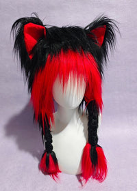 Black And Red Hat Wig