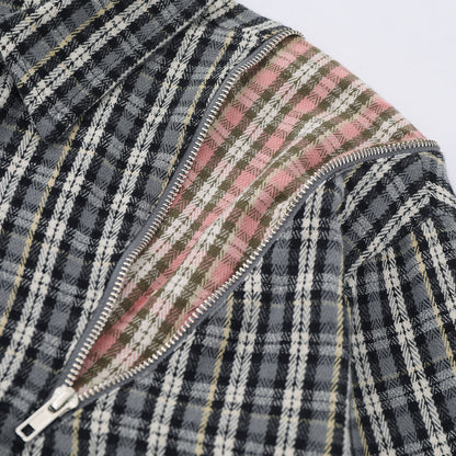 Embroidered Pocket Plaid Long Sleeve Shirt Men