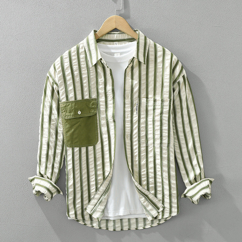 Japanese Minimalist Stripe Long Sleeve Fashion Shirt