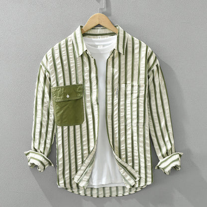 Japanese Minimalist Stripe Long Sleeve Fashion Shirt