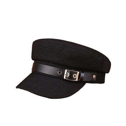Women's Trendy Belt Buckle Duck Tongue Flat Beret Outdoor Sun-proof Warm Painter Hat