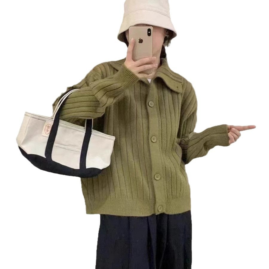 Vertical Single-breasted Turtleneck Knitting Idle Style Small Sweater