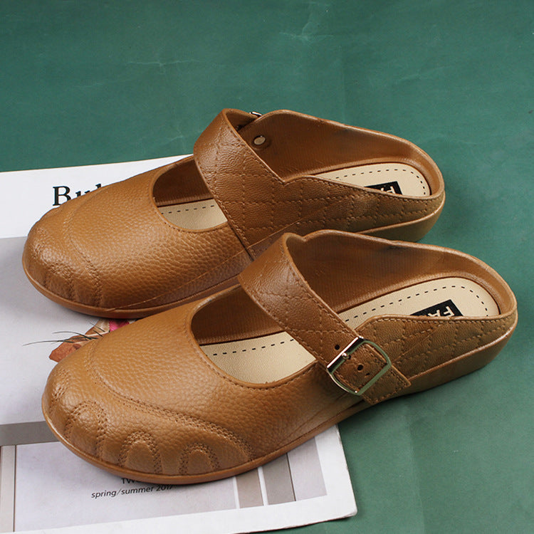 Baotou Flat Semi Slippers Women