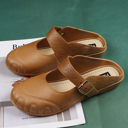 Baotou Flat Semi Slippers Women