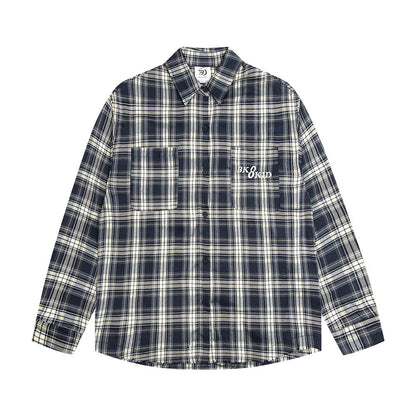 Loose Plaid Long Sleeve Shirt Men And Women