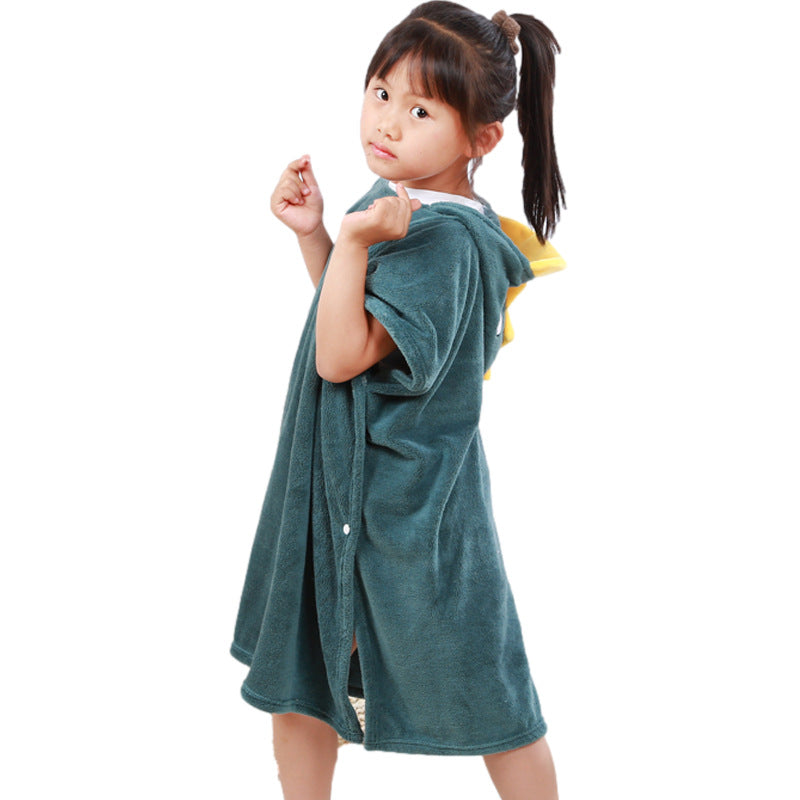 The Absorbent Cloak: Wearable Coral Fleece Hooded Towel