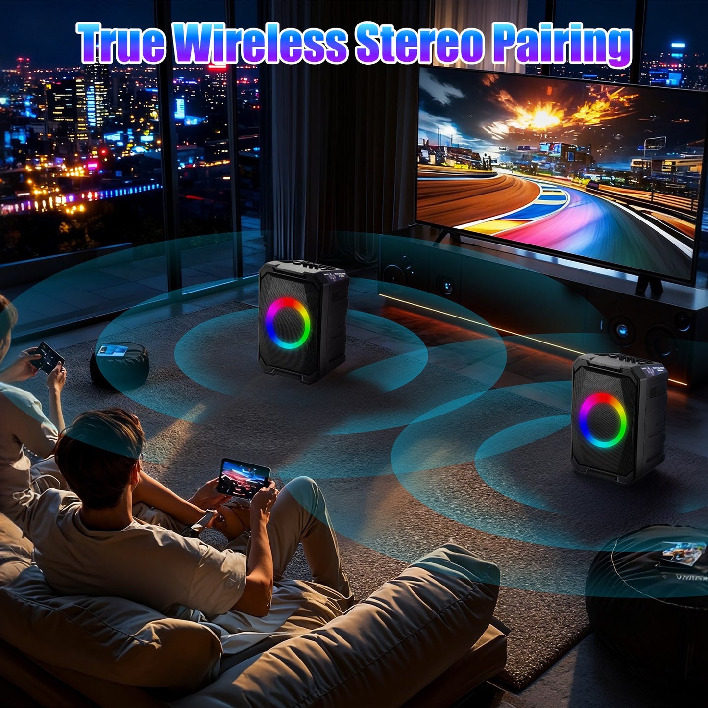 The Dual Vocal: Party Speaker with 2 Wireless Mics & Remote
