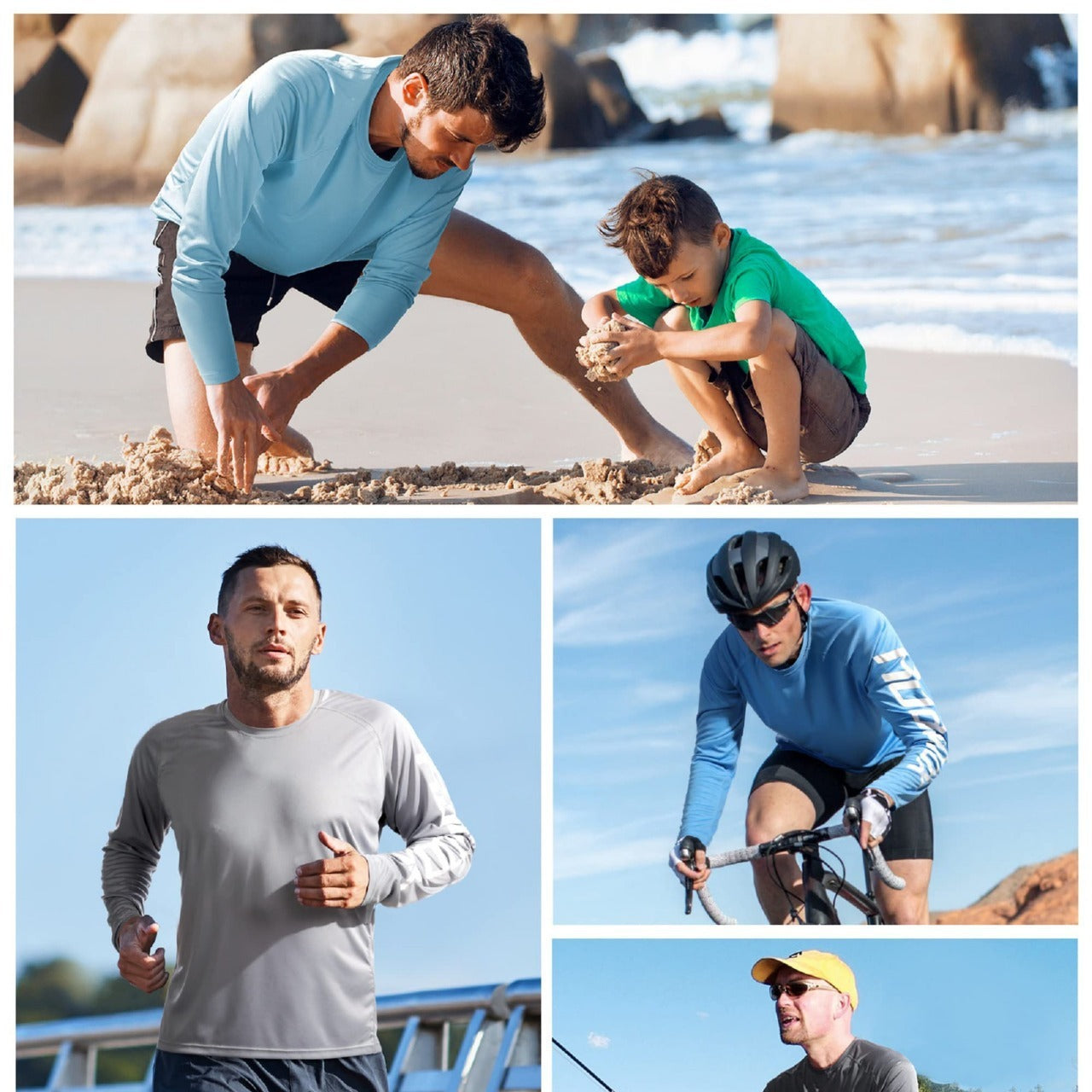 Quick-drying Solid Color Round Neck Sports Training Stretch Sun Protection Long Sleeve