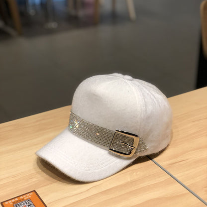 Street Fashion Diamond Baseball Korean Fashion Winter Warm Outdoor All-matching Peaked Cap