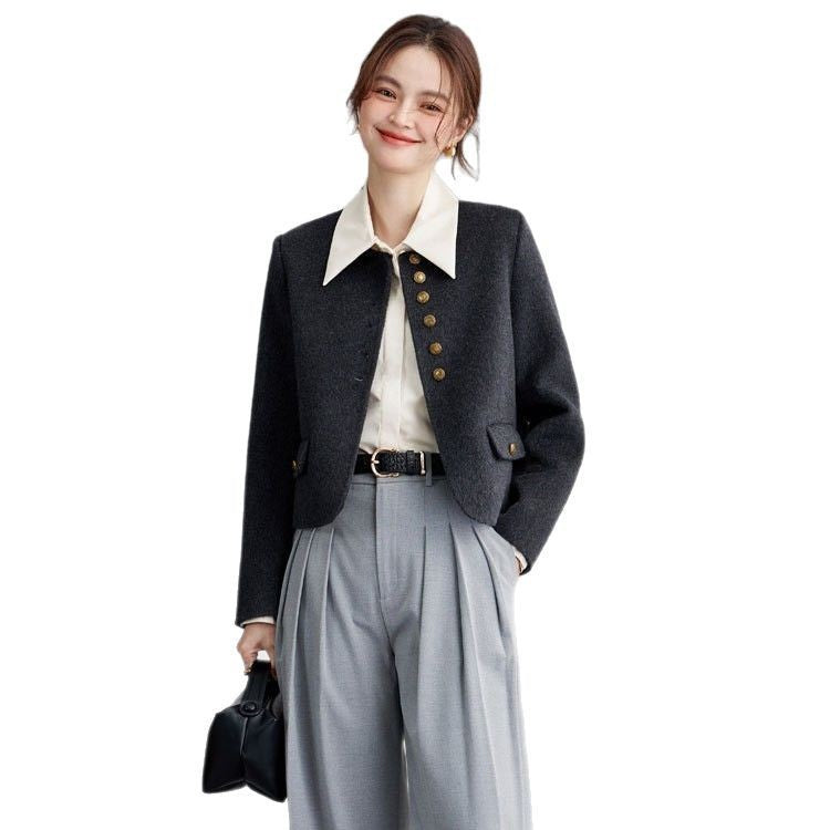 High Sense Short Temperamental Crew Neck Coat Women