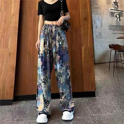 Draping Mopping Pants Straight Ink Painting Dye Pants For Women