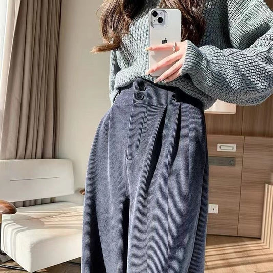 Chenille Fleece Wide-leg Pants Women