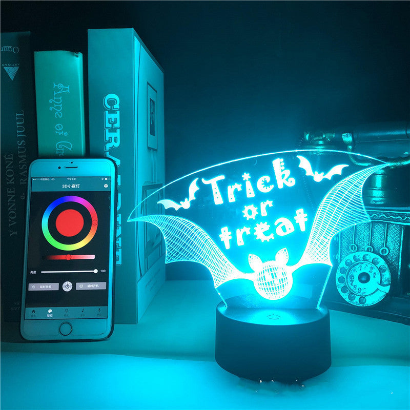 The Bat Silhouette: Halloween 3D Night Light Alarm