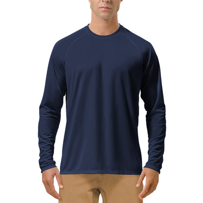 Quick-drying Solid Color Round Neck Sports Training Stretch Sun Protection Long Sleeve