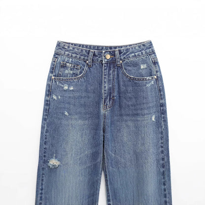 Women's European And American Style Animal Print Wide Leg Jeans