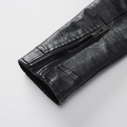 Personalized Trendy Pocket PU Leather Coat Trendy Men Leather Jacket Signature Utility