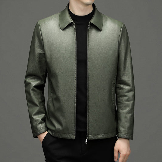 Lapel Ecological Real Leather Coat Mens Jacket Supreme Quality