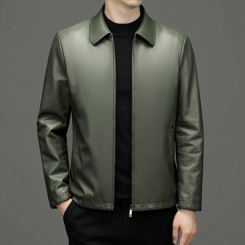 Lapel Ecological Real Leather Coat Mens Jacket Supreme Quality