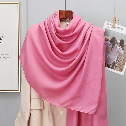 Women's Korean-style Solid Color Cotton And Linen Scarf Spring And Autumn