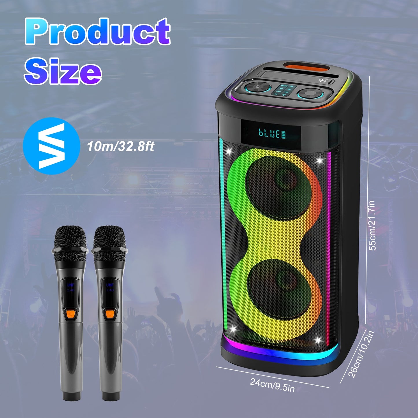 The Arena Pro: Party Speaker with LED & Wireless Mic