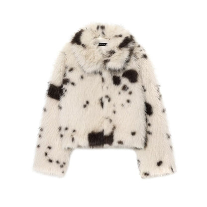Artificial Fur Animal Pattern Coat For Women