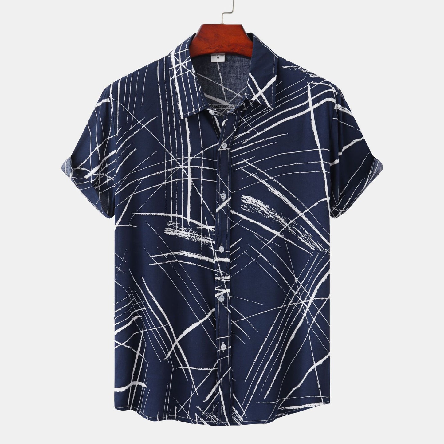 Classic Check Print Short Sleeve Lapel Fashion Shirt