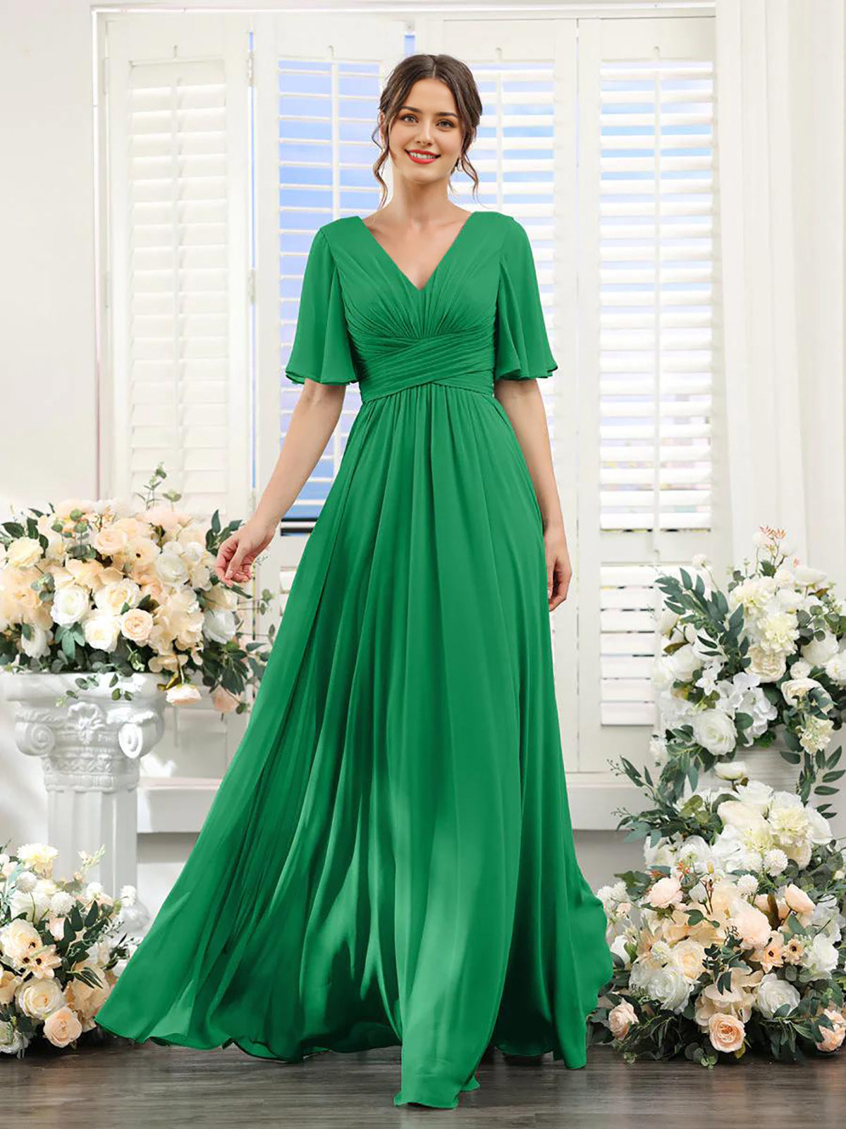 Split Mixed Satin Banquet Evening Long Dress