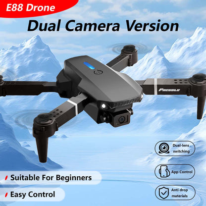 E88 Dual Camera Drone, WiFi FPV Double Folding RC Quadcopter Altitude Hold, Remote Control Toy For Beginners, Ideal Men's Gift For Outdoor Fun, Great For Christmas, Halloween, And Thanksgiving