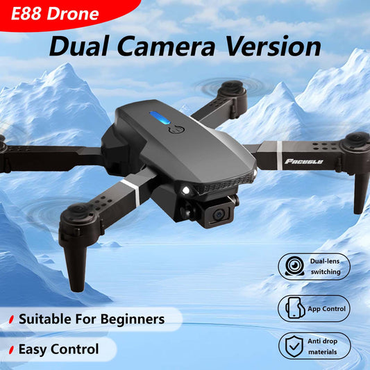 E88 Dual Camera Drone, WiFi FPV Double Folding RC Quadcopter Altitude Hold, Remote Control Toy For Beginners, Ideal Men's Gift For Outdoor Fun, Great For Christmas, Halloween, And Thanksgiving