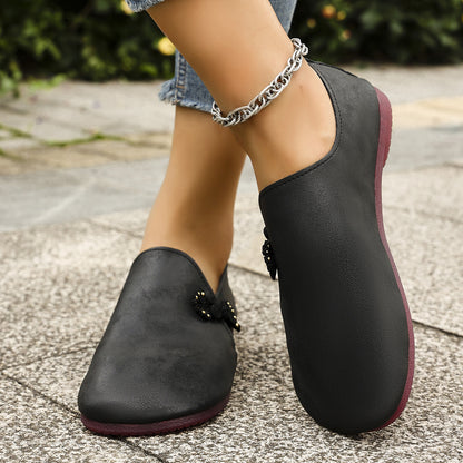 New Slippers Retro Buckle Closed-toe Slippers Women