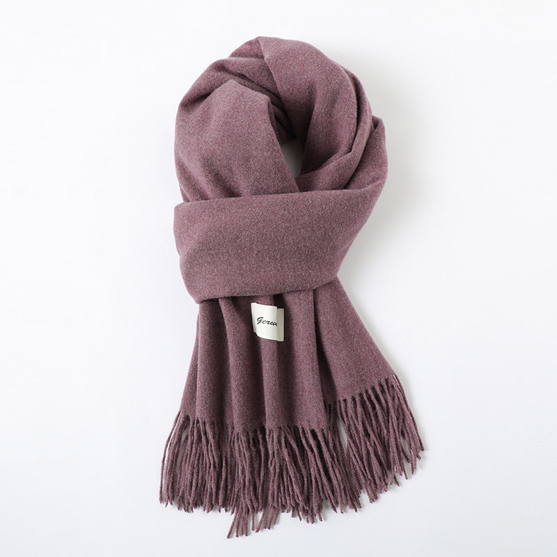 Simple Tassel Shawl Warm Artificial Cashmere Scarf