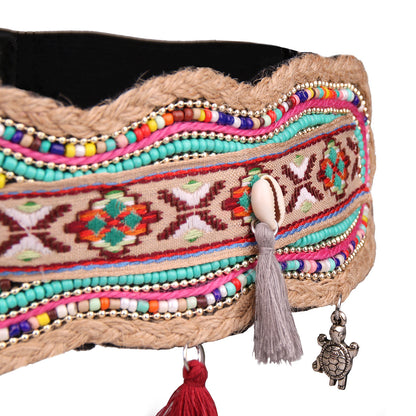 Ethnic Beads Hemp Rope Shell Popular Wide Waist Seal