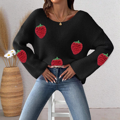 Women's Simple Loose Off Shoulder Off-the-shoulder Flared Sleeves Sweater