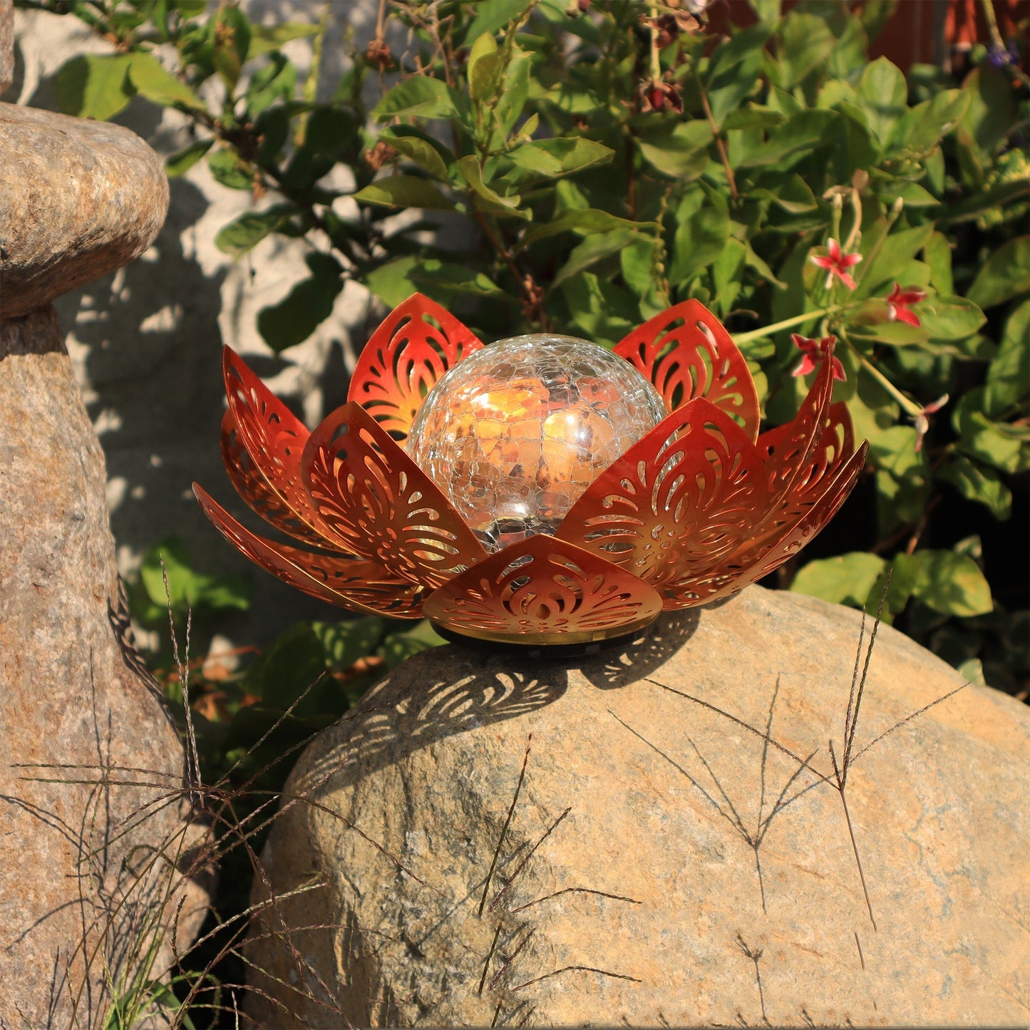 Solar Lamp Wrought Iron Lotus Lamp Outdoor Ground Lamp Floor