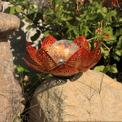 Solar Lamp Wrought Iron Lotus Lamp Outdoor Ground Lamp Floor
