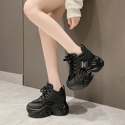 Platform Lace-up Fashion Solid Color Simple Casual Shoes