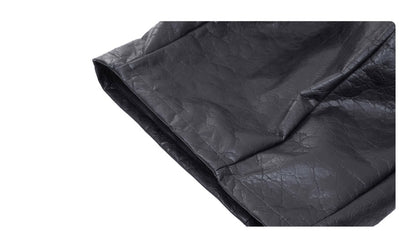Special-Shaped Deconstruction Stitching PU Leather Pants Mens Autumn Avant-Garde Innovation