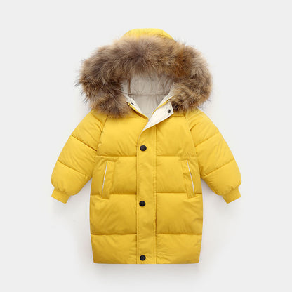 The Arctic Crest: Big Fur Collar Mid-Length Thickened Winter Coat