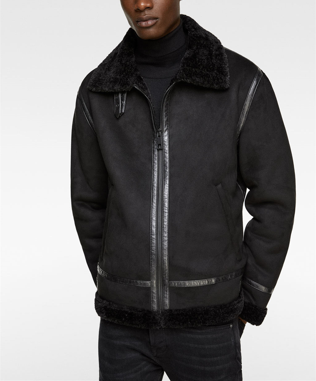 Mens Lapel Suede Fabric Jacket Coat Velvety Luxe Layering