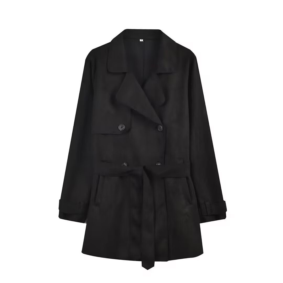 British Style Slim Fit With Belt Lapel Double Breasted Trench Coat