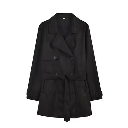 British Style Slim Fit With Belt Lapel Double Breasted Trench Coat