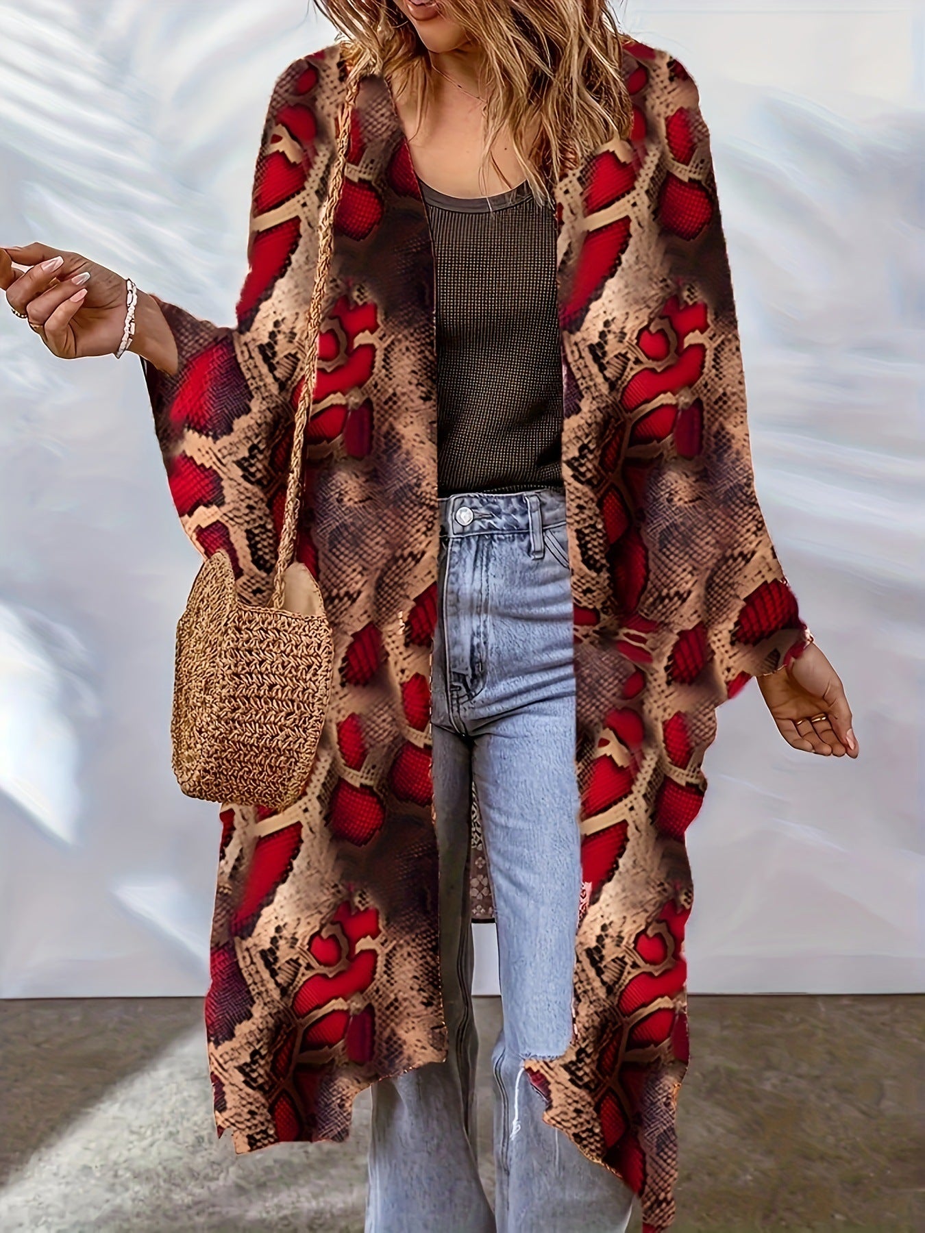 Bohemian Cardigan Aztec Printed Bat Cloak